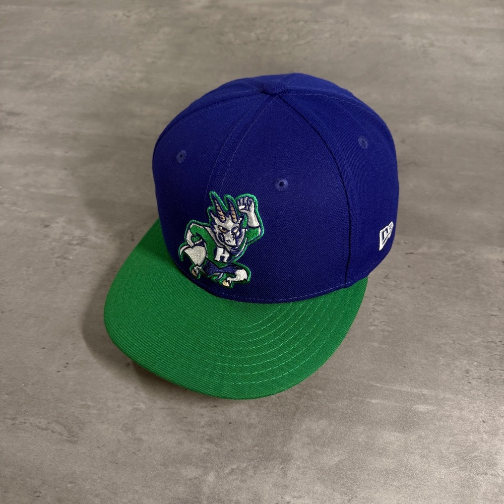 New Era Hartford Yard Goats Hat 7 1/4 Blue Green Marvel Defenders Fitted Cap